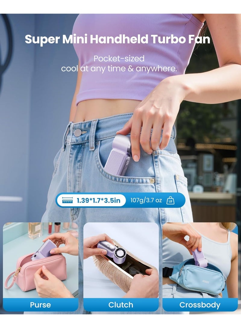 general Portable Handheld Mini Fan, 3.5 Inch 16900 RPM High Speed Personal Fan, 6 Gears Strong Wind, LED Display, USB Rechargeable Battery Operated, Gift for Women, Makeup, Travel Outdoor - Image 2